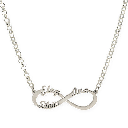 Colgante Infinito con Nombres de Plata 925 y baño Oro 18k