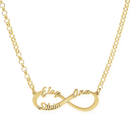 Colgante Infinito con Nombres de Plata 925 y baño Oro 18k