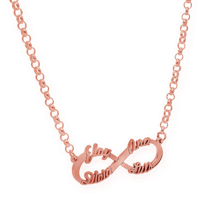 Colgante Infinito con Nombres de Plata 925 y baño Oro 18k