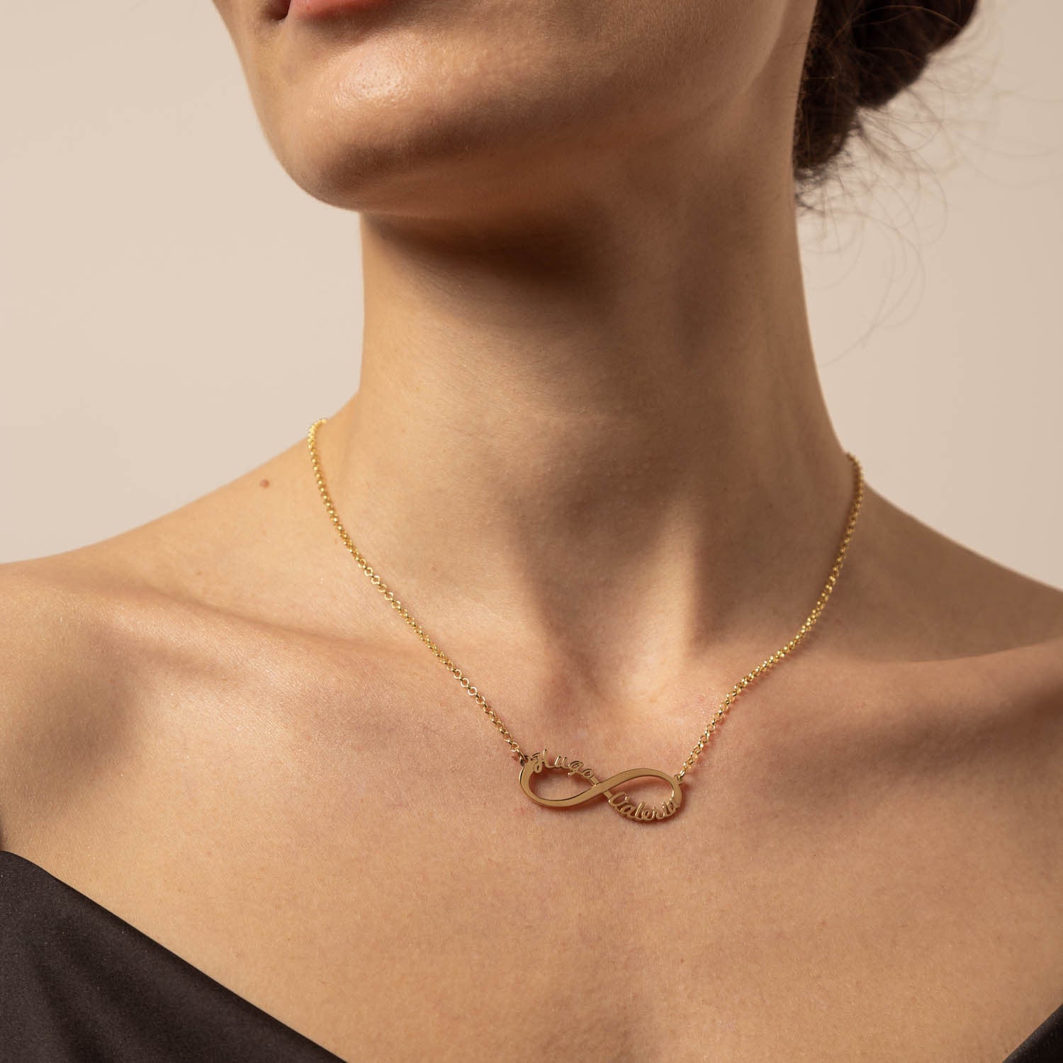 Colgante Infinito con Nombres de Plata 925 y baño Oro 18k