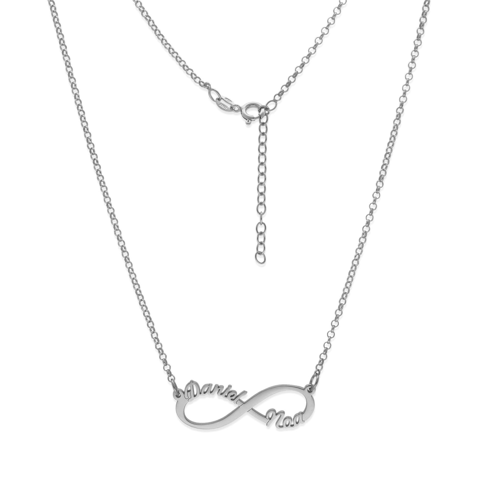 Colgante Infinito con Nombres de Plata 925 y baño Oro 18k