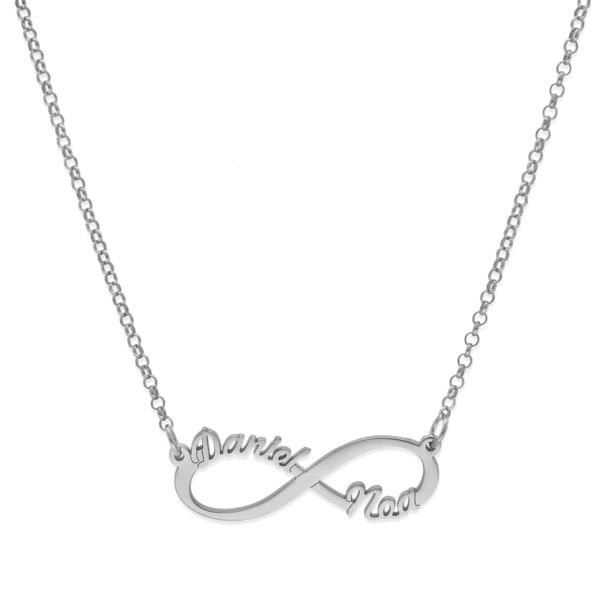 Colgante Infinito con Nombres de Plata 925 y baño Oro 18k