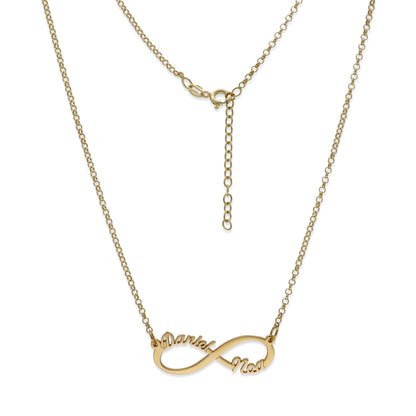 Colgante Infinito con Nombres de Plata 925 y baño Oro 18k