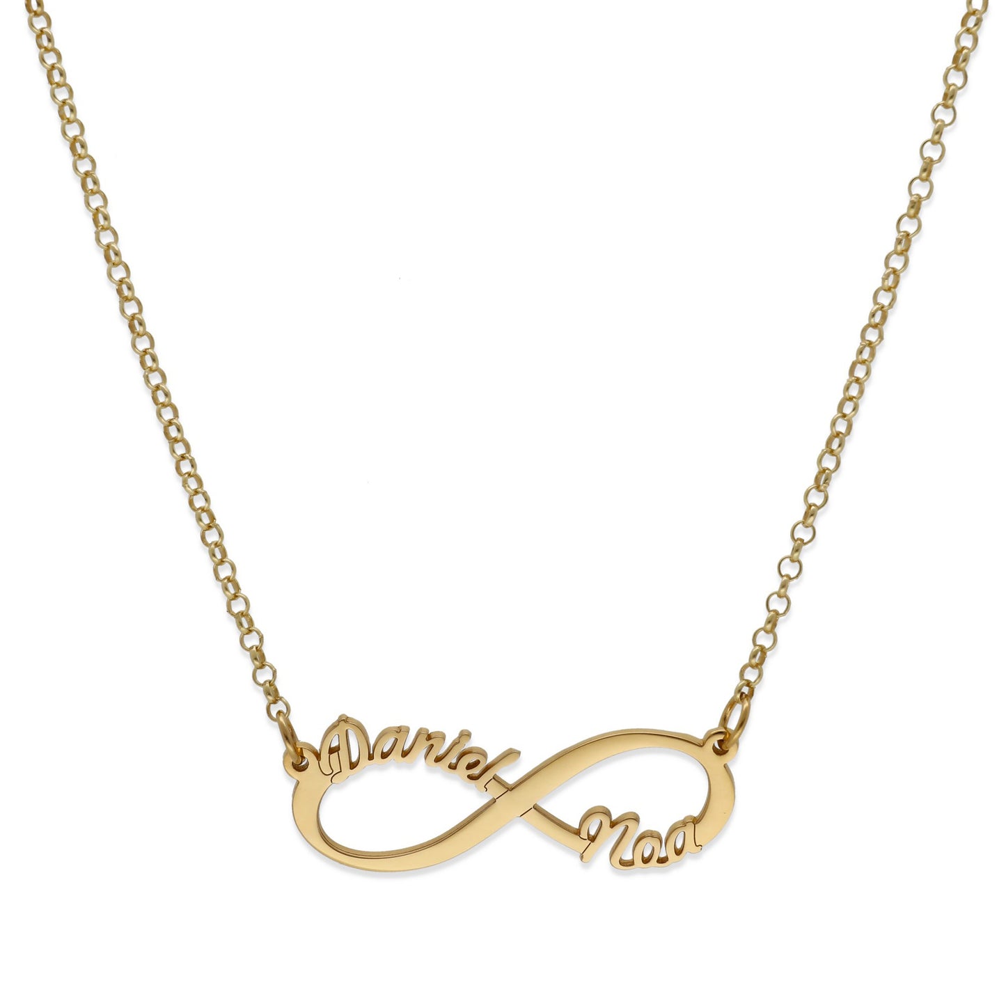 Colgante Infinito con Nombres de Plata 925 y baño Oro 18k