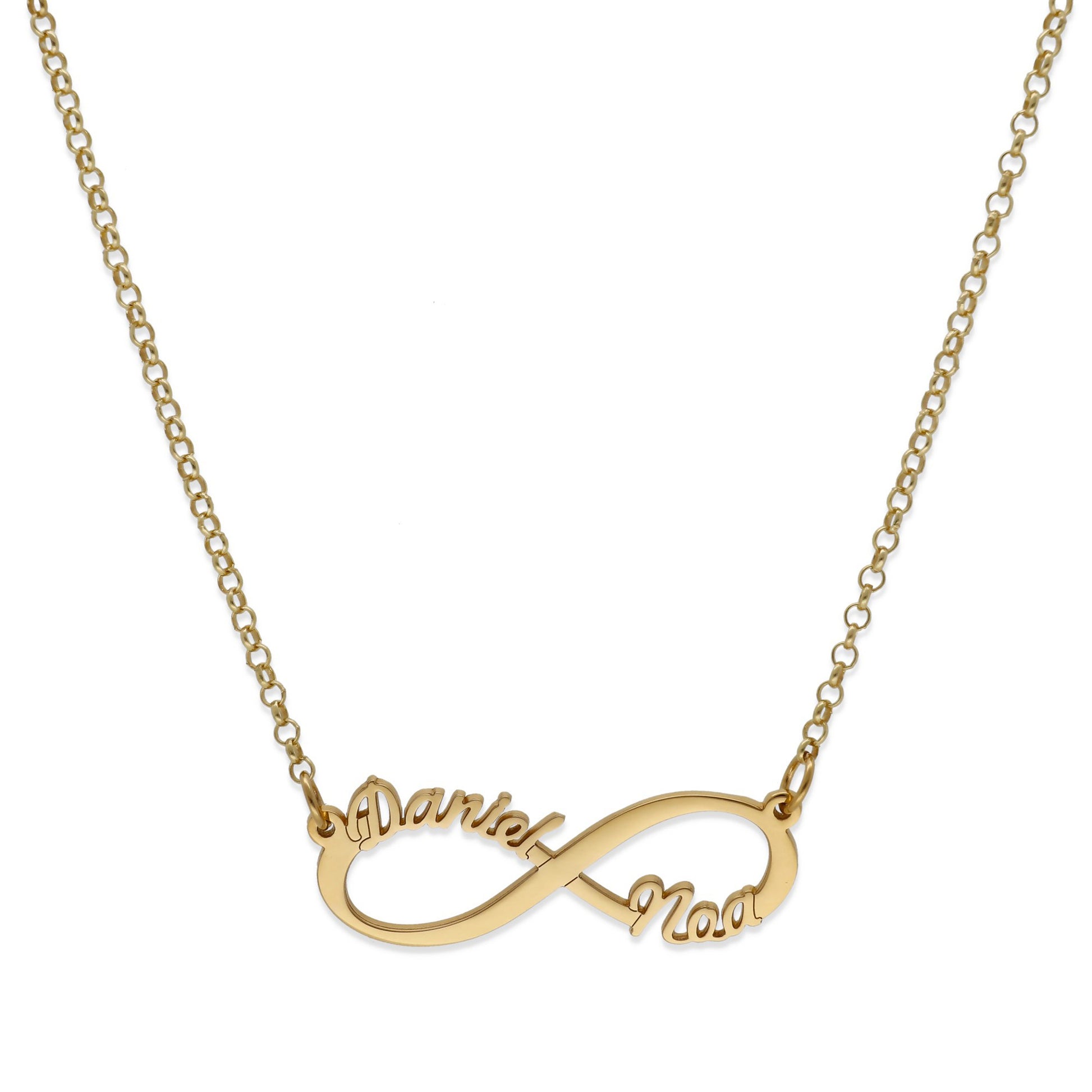 Colgante Infinito con Nombres de Plata 925 y baño Oro 18k