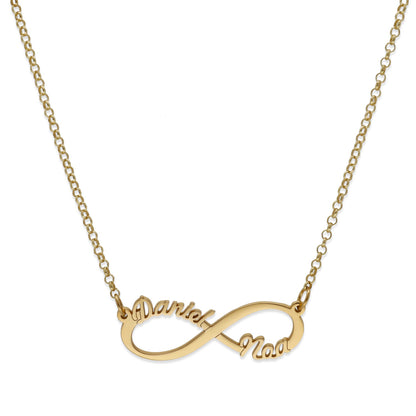 Colgante Infinito con Nombres de Plata 925 y baño Oro 18k