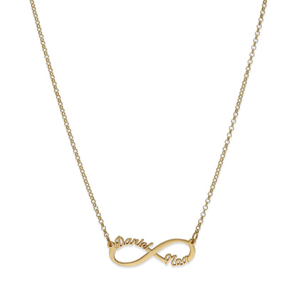 Colgante Infinito con Nombres de Plata 925 y baño Oro 18k