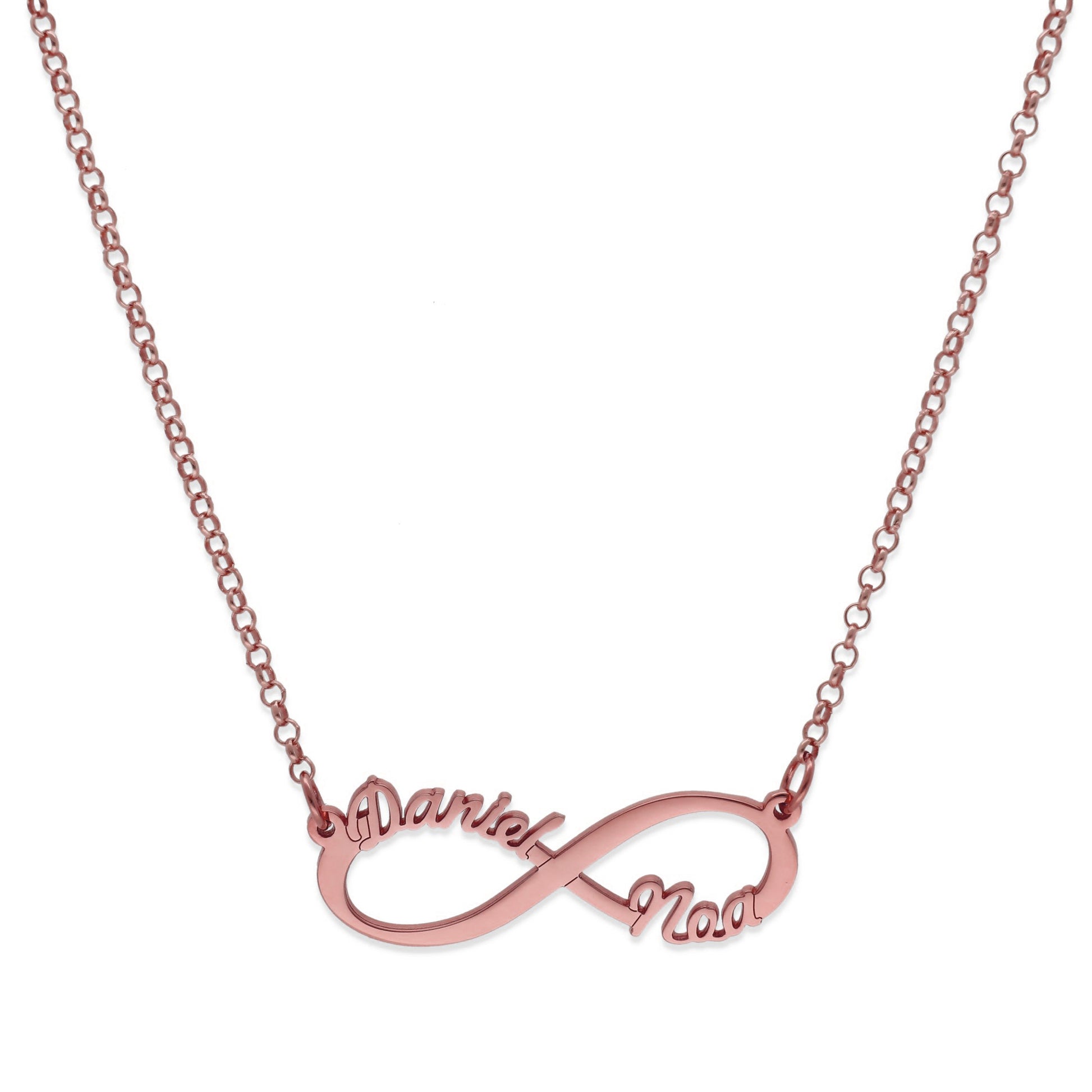 Colgante Infinito con Nombres de Plata 925 y baño Oro 18k