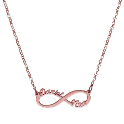 Colgante Infinito con Nombres de Plata 925 y baño Oro 18k