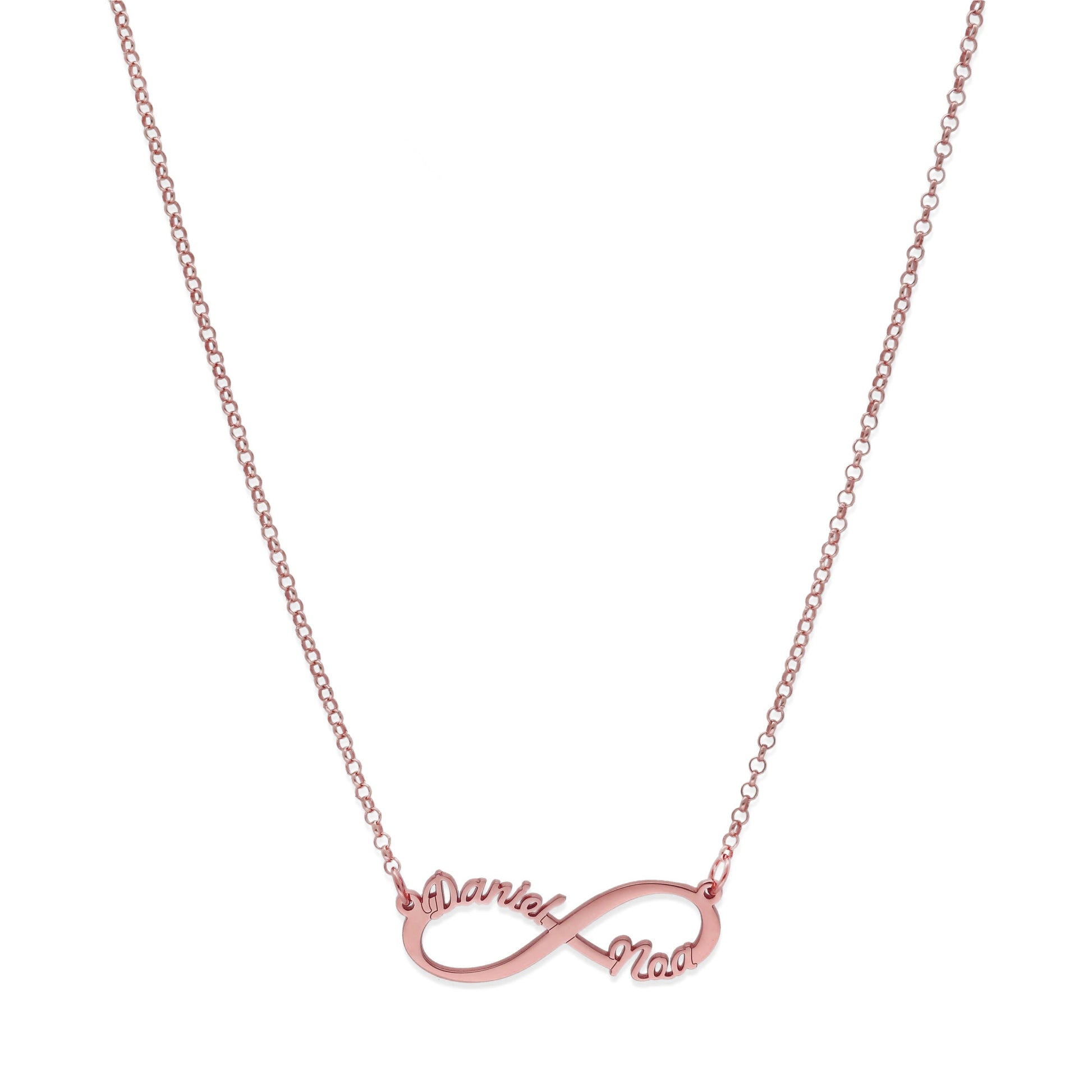 Colgante Infinito con Nombres de Plata 925 y baño Oro 18k