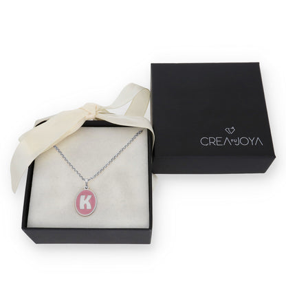 Colgante Elara en color e Inicial en Plata de ley 925 y baño Oro rosa 18k