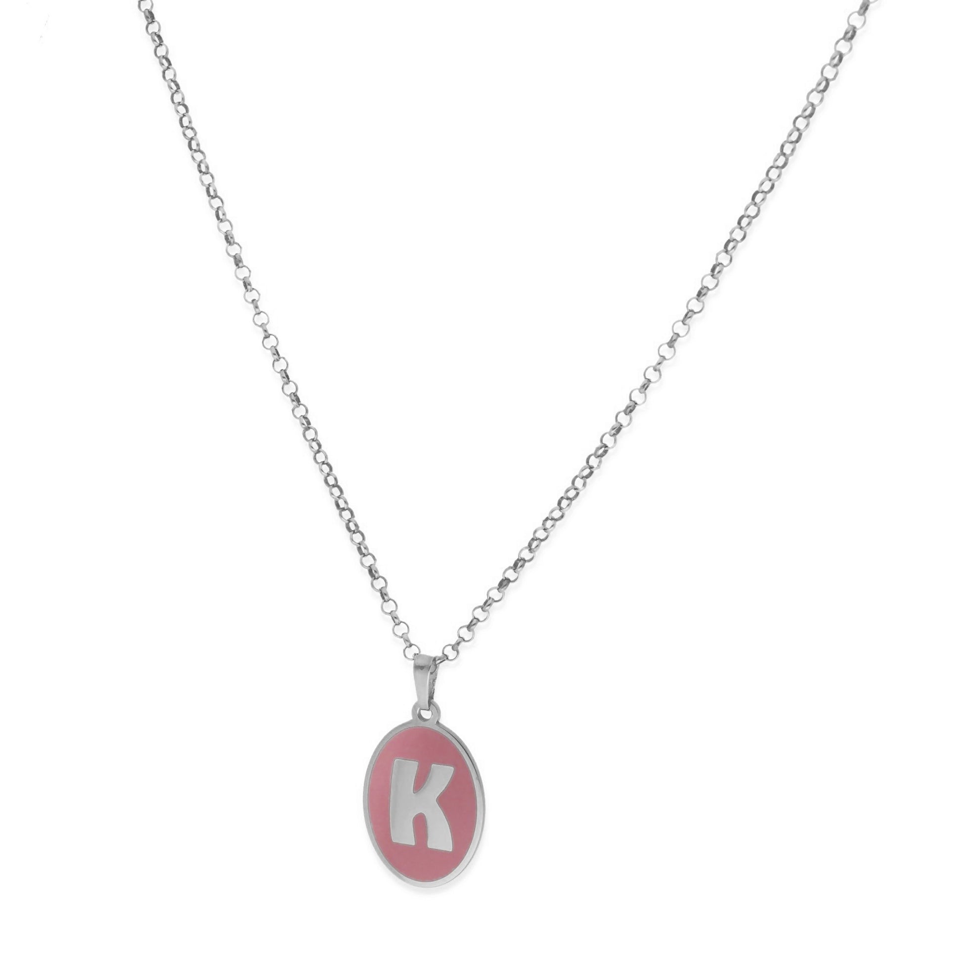 Colgante Elara en color e Inicial en Plata de ley 925 y baño Oro rosa 18k