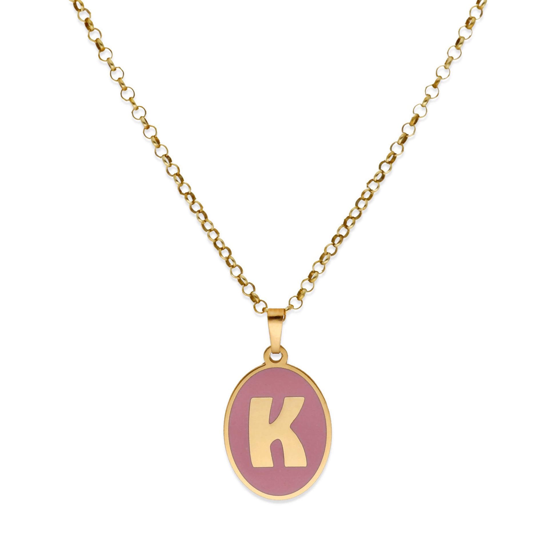 Colgante Elara en color e Inicial en Plata de ley 925 y baño Oro rosa 18k