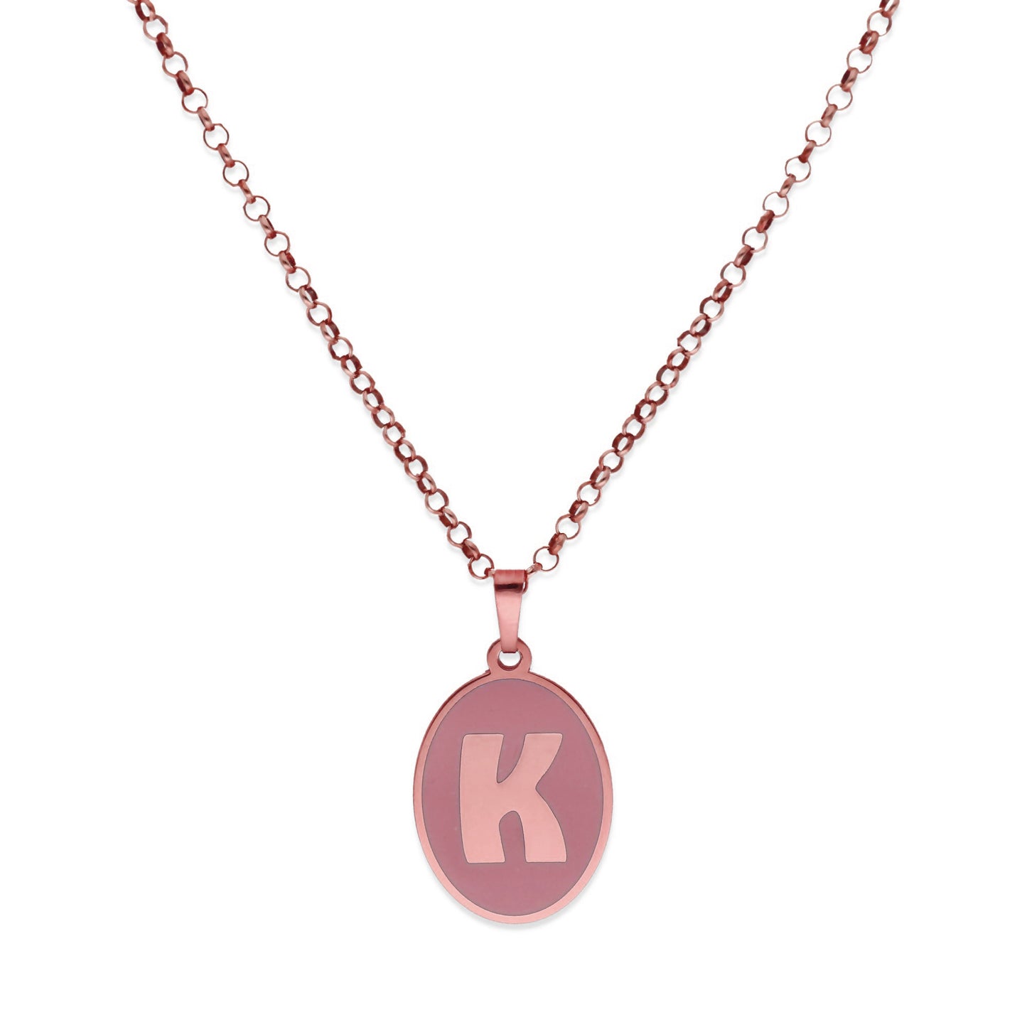 Colgante Elara en color e Inicial en Plata de ley 925 y baño Oro rosa 18k