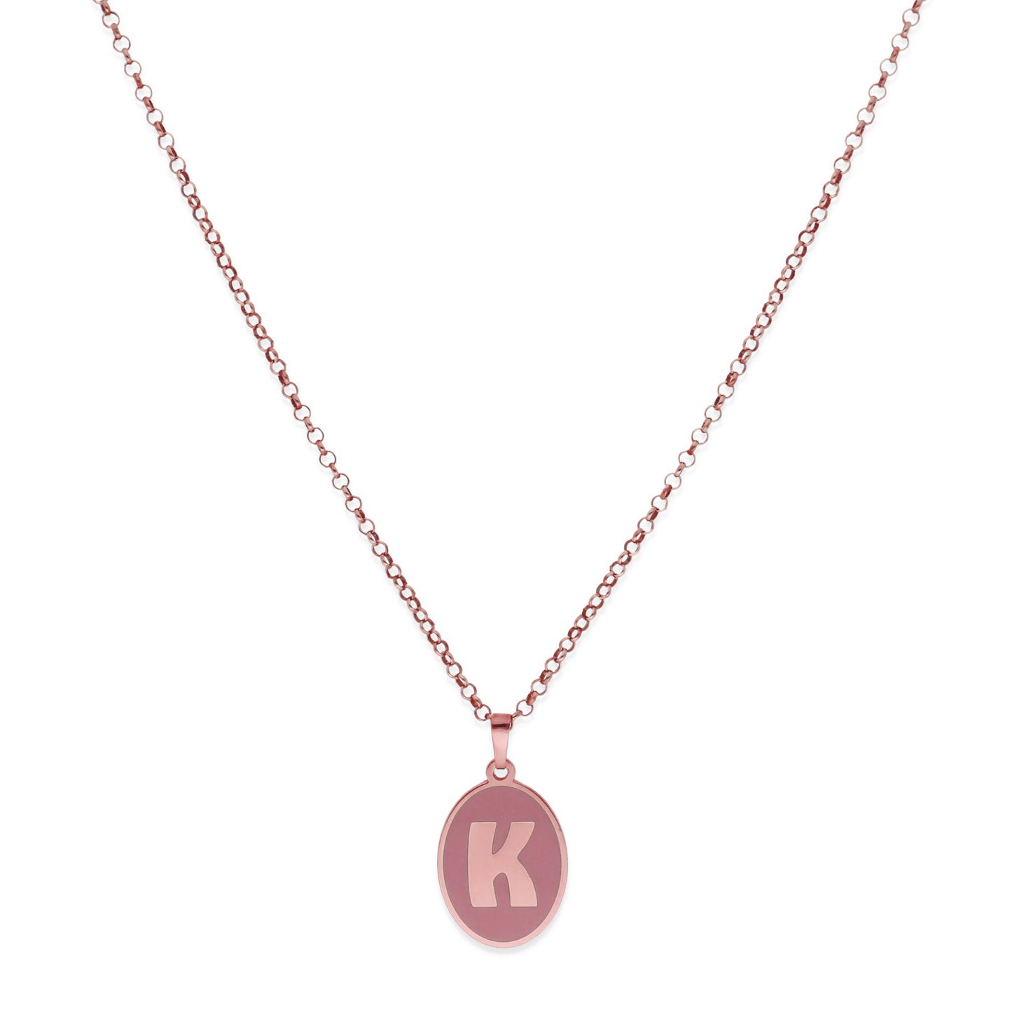 Colgante Elara en color e Inicial en Plata de ley 925 y baño Oro rosa 18k