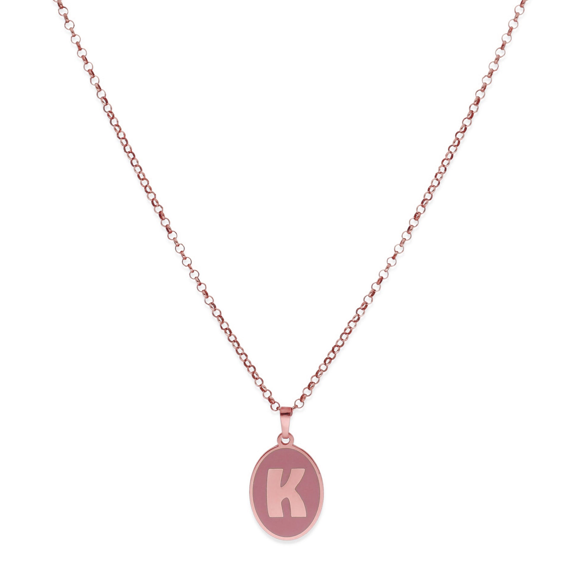 Colgante Elara en color e Inicial en Plata de ley 925 y baño Oro rosa 18k