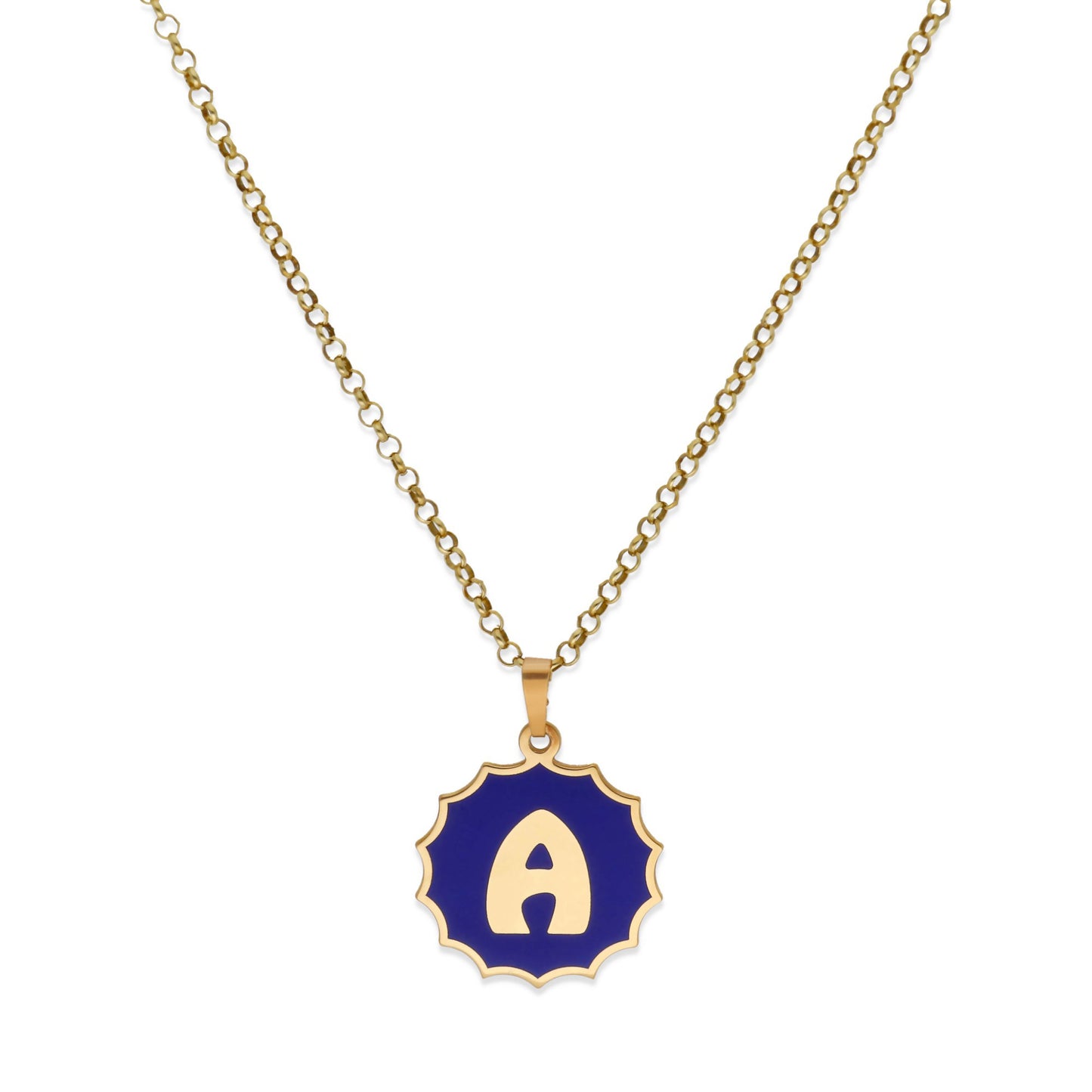 Colgante Alba en color e Inicial en Plata de ley 925 y baño Oro 18k