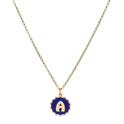 Colgante Alba en color e Inicial en Plata de ley 925 y baño Oro rosa 18k
