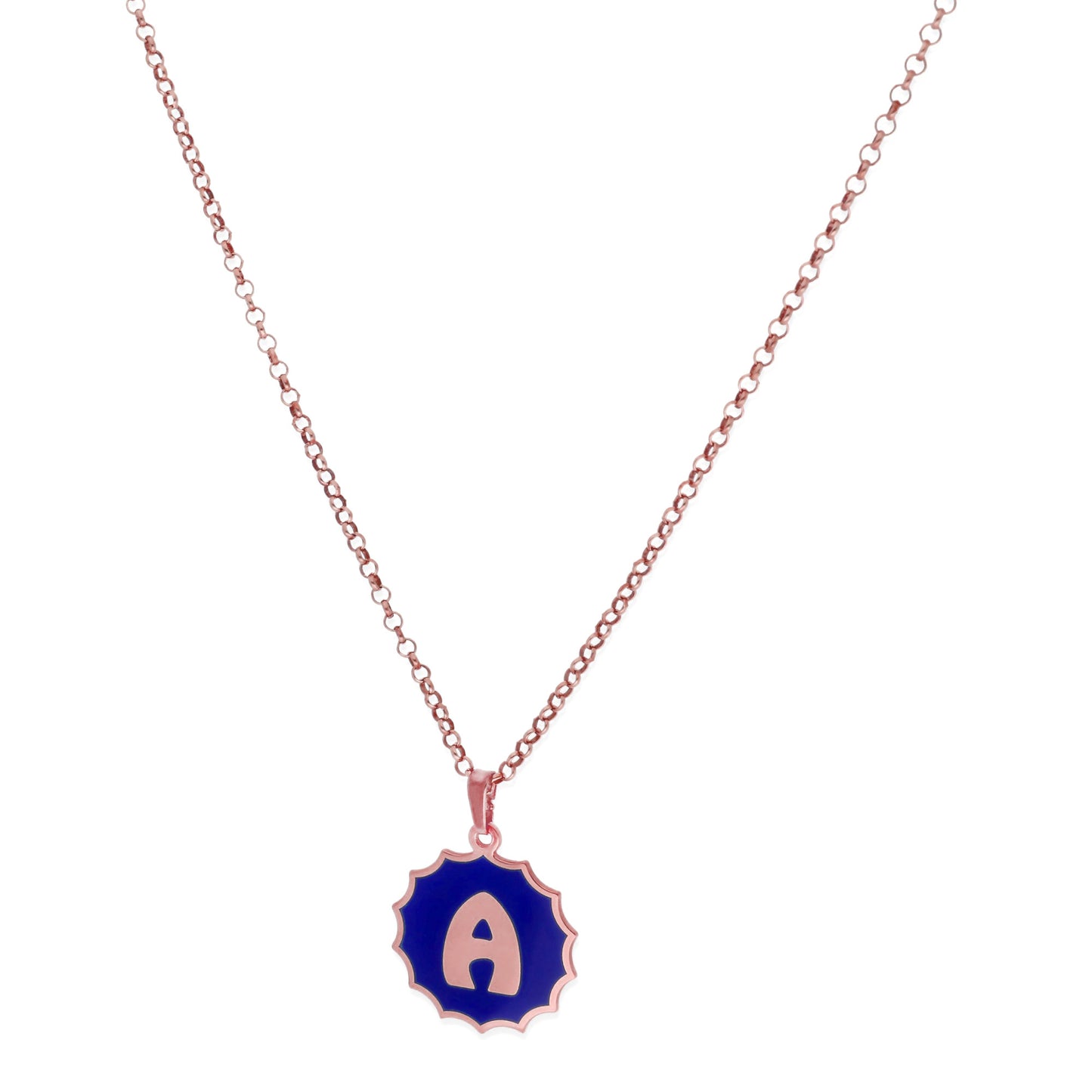 Colgante Alba en color e Inicial en Plata de ley 925 y baño Oro rosa 18k