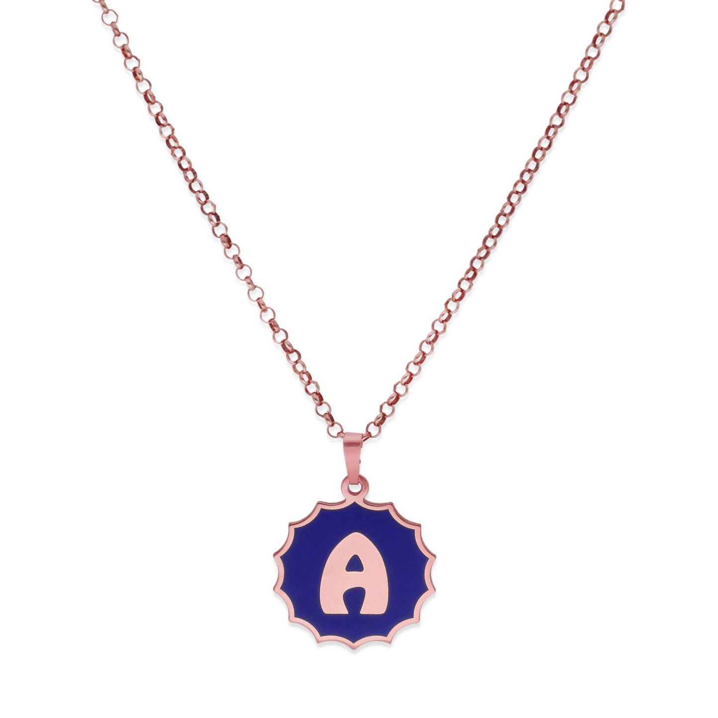 Colgante Alba en color e Inicial en Plata de ley 925 y baño Oro rosa 18k