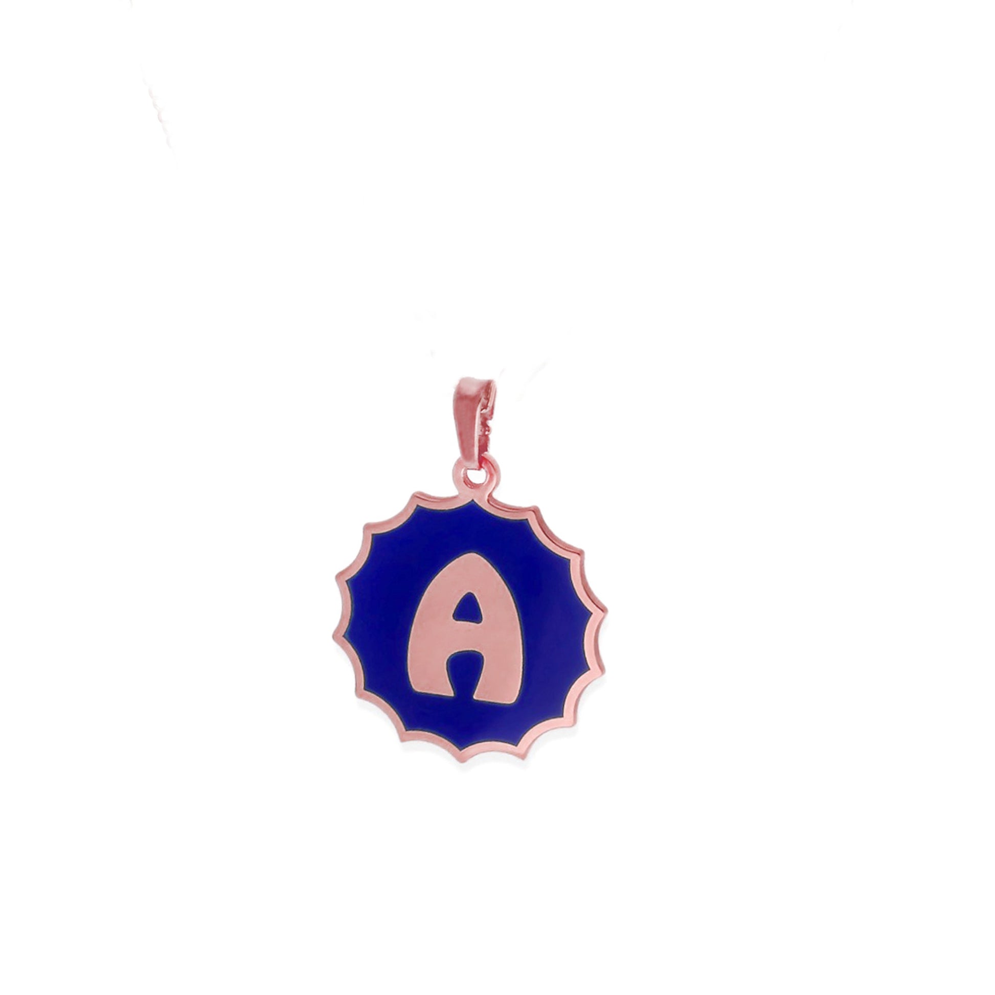Colgante Alba en color e Inicial en Plata de ley 925 y baño Oro rosa 18k