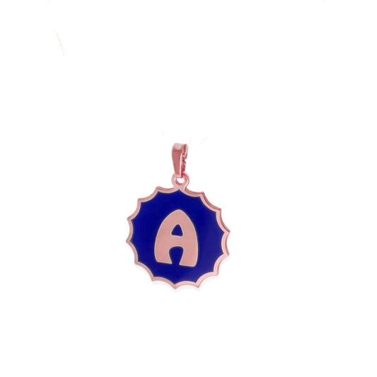 Colgante Alba en color e Inicial en Plata de ley 925 y baño Oro rosa 18k