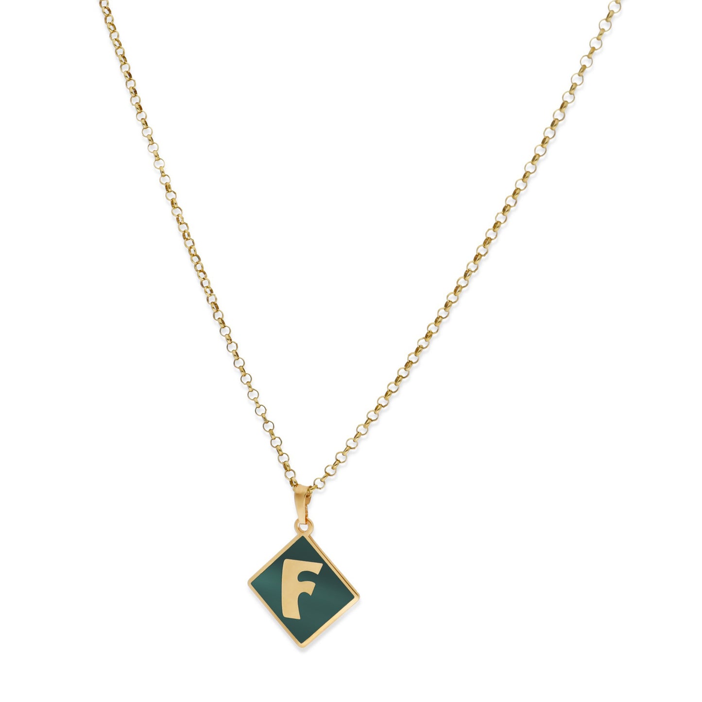 Colgante Olivia en color e Inicial en Plata de ley 925 y Baño Oro 18k