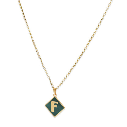 Colgante Olivia en color e Inicial en Plata de ley 925 y baño Oro rosa 18k
