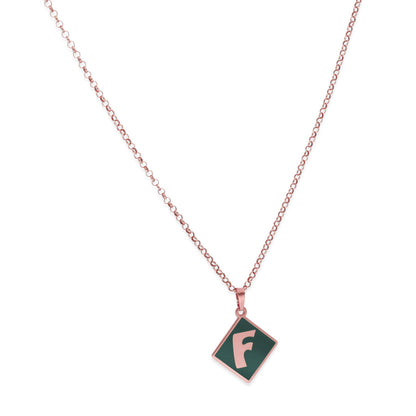 Colgante Olivia en color e Inicial en Plata de ley 925 y baño Oro rosa 18k