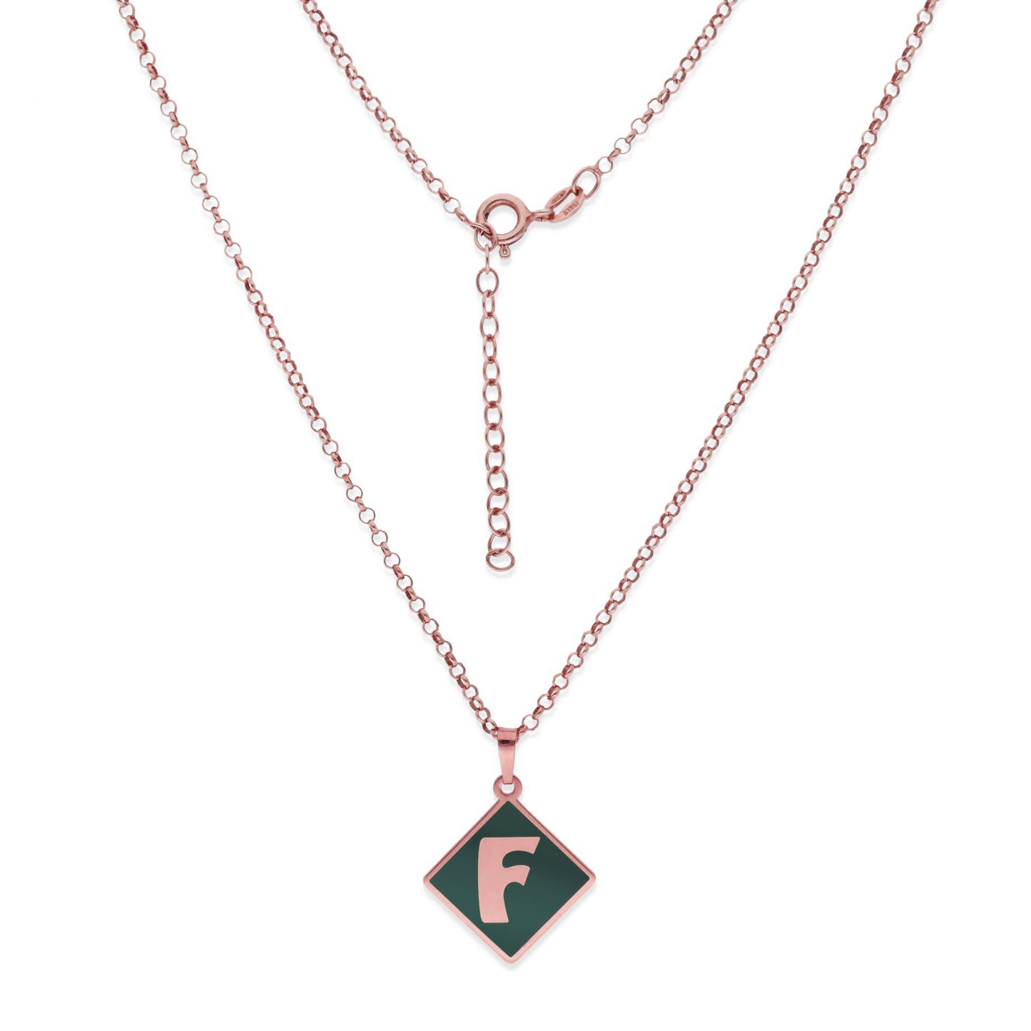 Colgante Olivia en color e Inicial en Plata de ley 925 y baño Oro rosa 18k