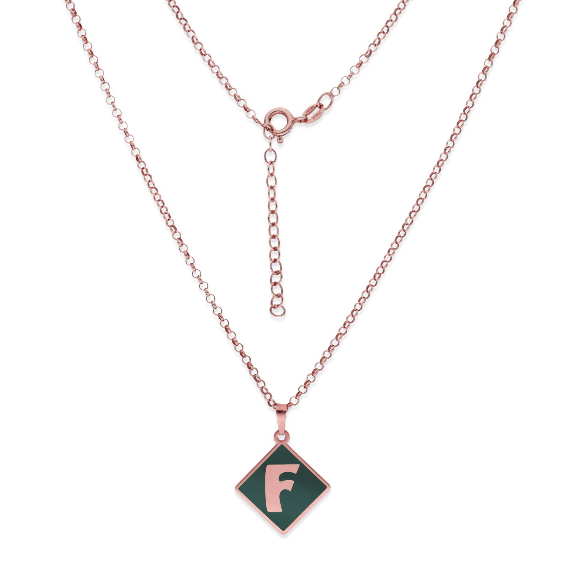 Colgante Olivia en color e Inicial en Plata de ley 925 y baño Oro rosa 18k