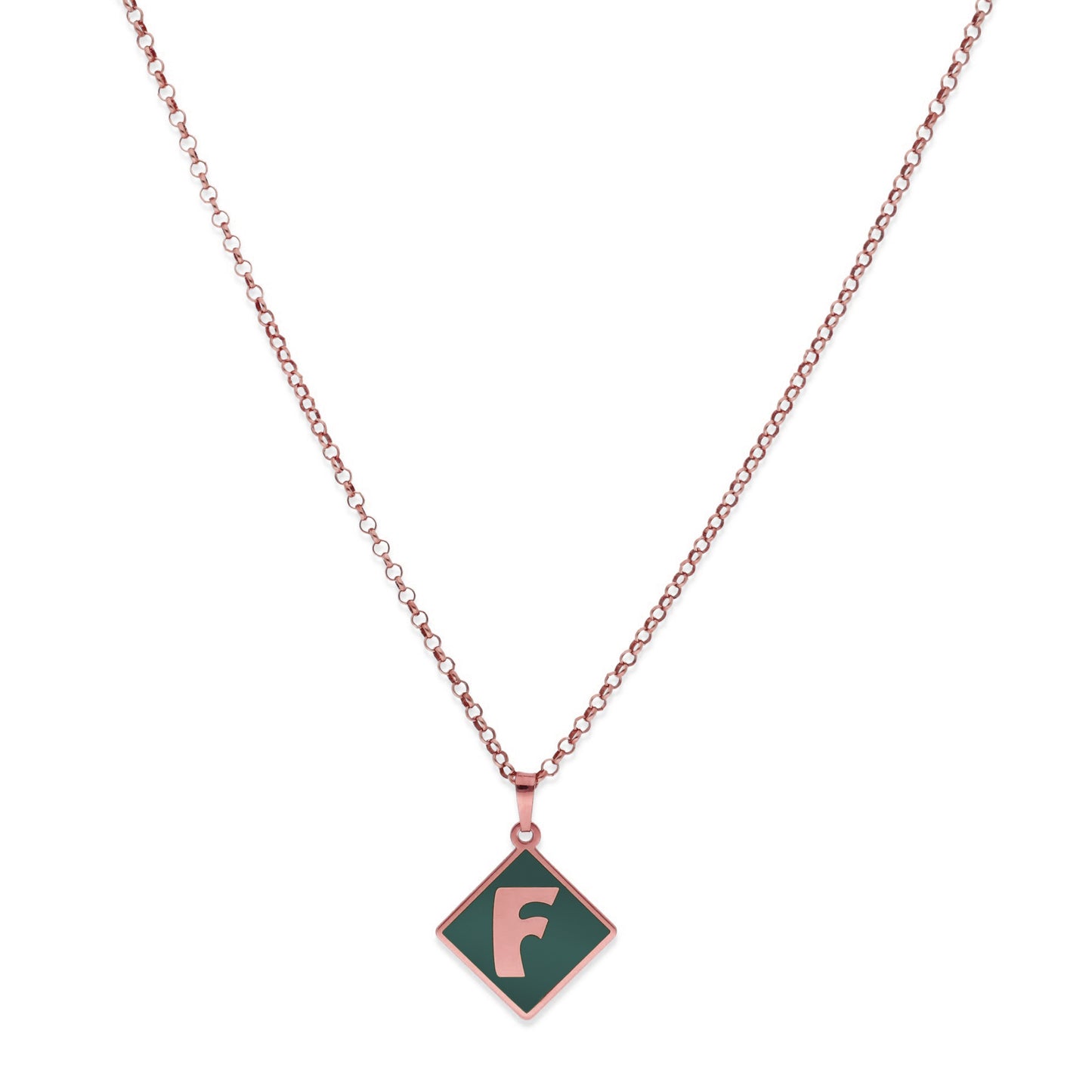 Colgante Olivia en color e Inicial en Plata de ley 925 y baño Oro rosa 18k