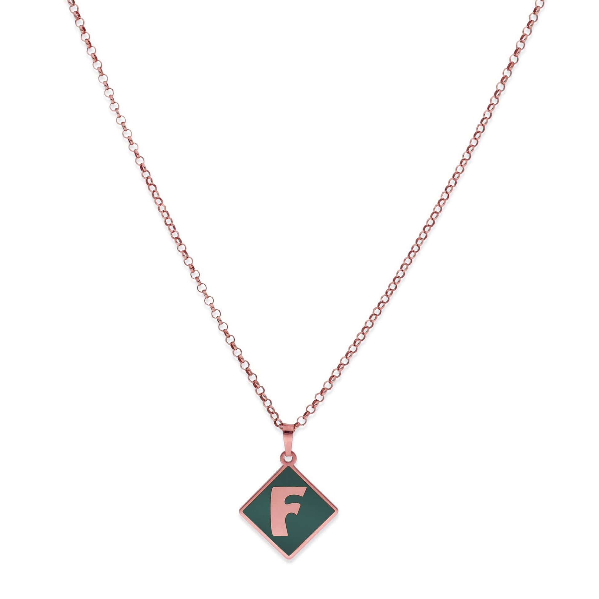 Colgante Olivia en color e Inicial en Plata de ley 925 y baño Oro rosa 18k