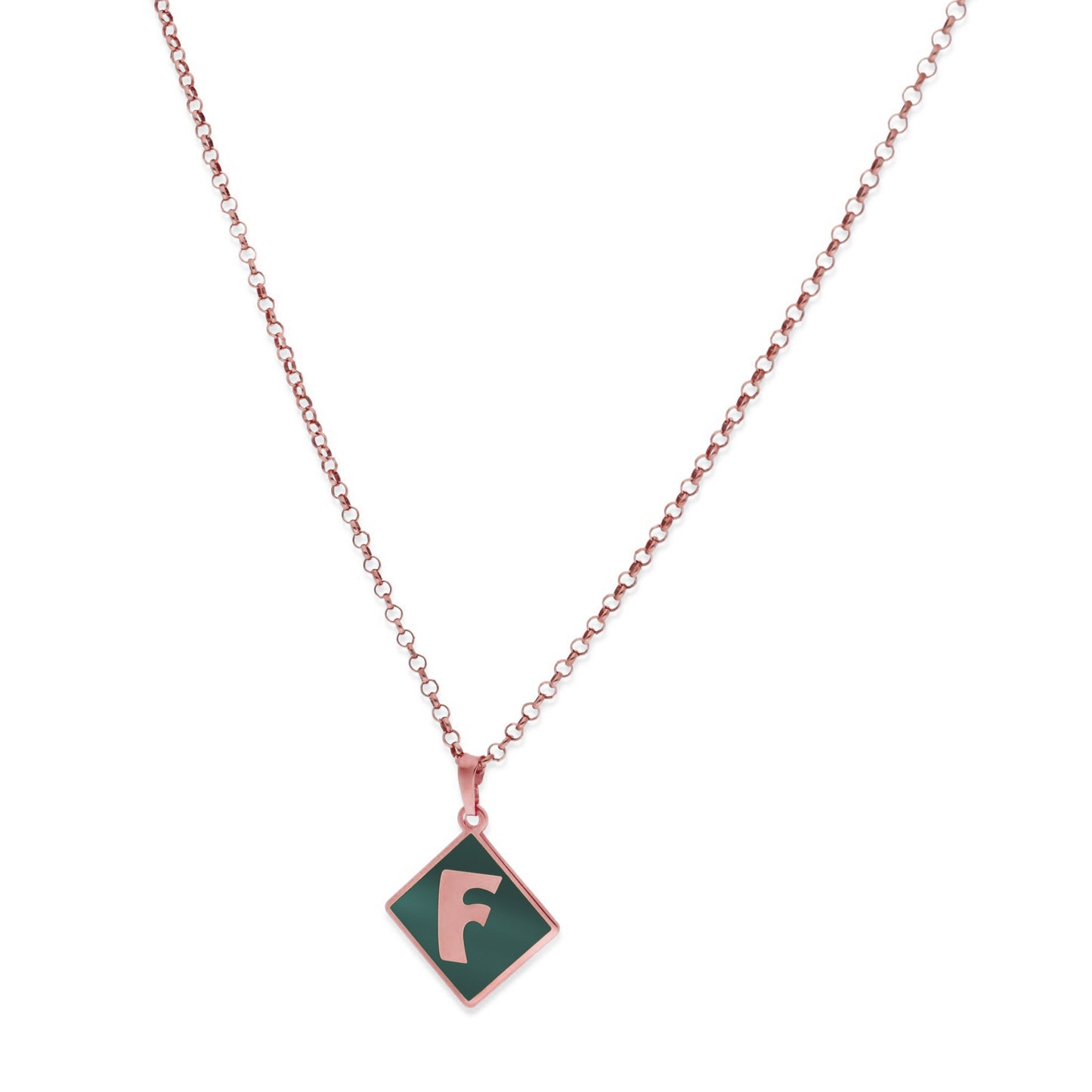 Colgante Olivia en color e Inicial en Plata de ley 925 y baño Oro rosa 18k