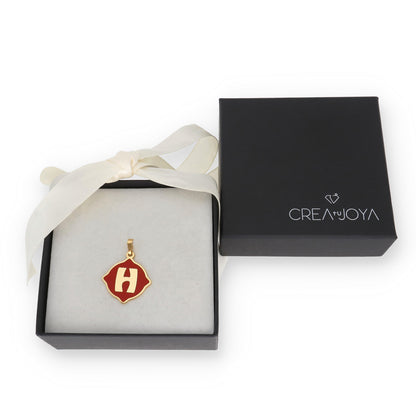 Colgante Hada en color e Inicial en Plata de ley 925 y baño Oro Rosa 18k