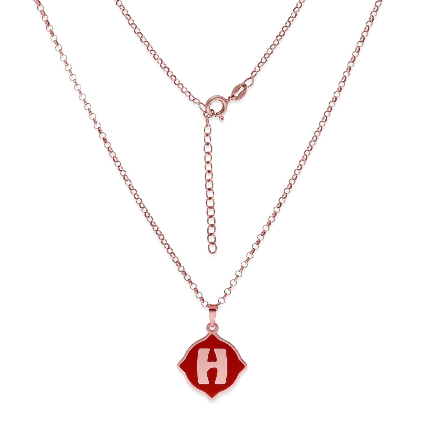 Colgante Hada en color e Inicial en Plata de ley 925 y baño Oro Rosa 18k
