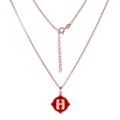 Colgante Hada en color e Inicial en Plata de ley 925 y baño Oro Rosa 18k