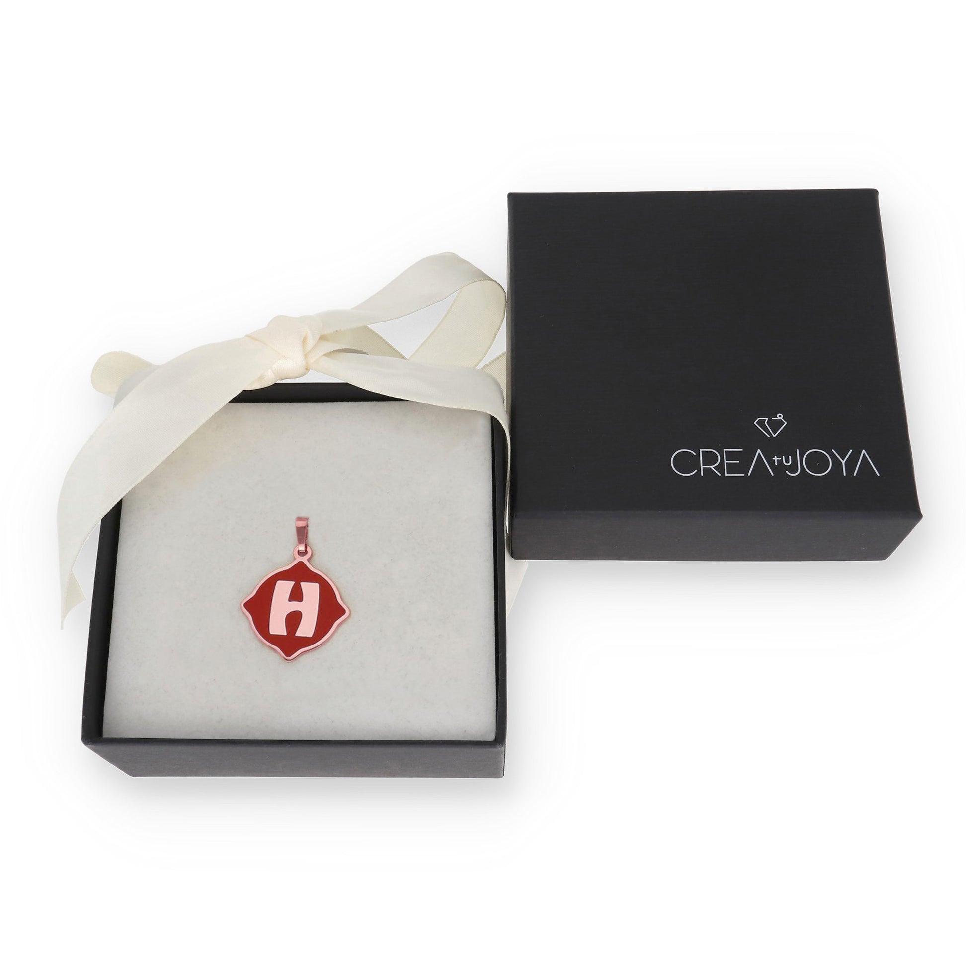 Colgante Hada en color e Inicial en Plata de ley 925 y baño Oro Rosa 18k