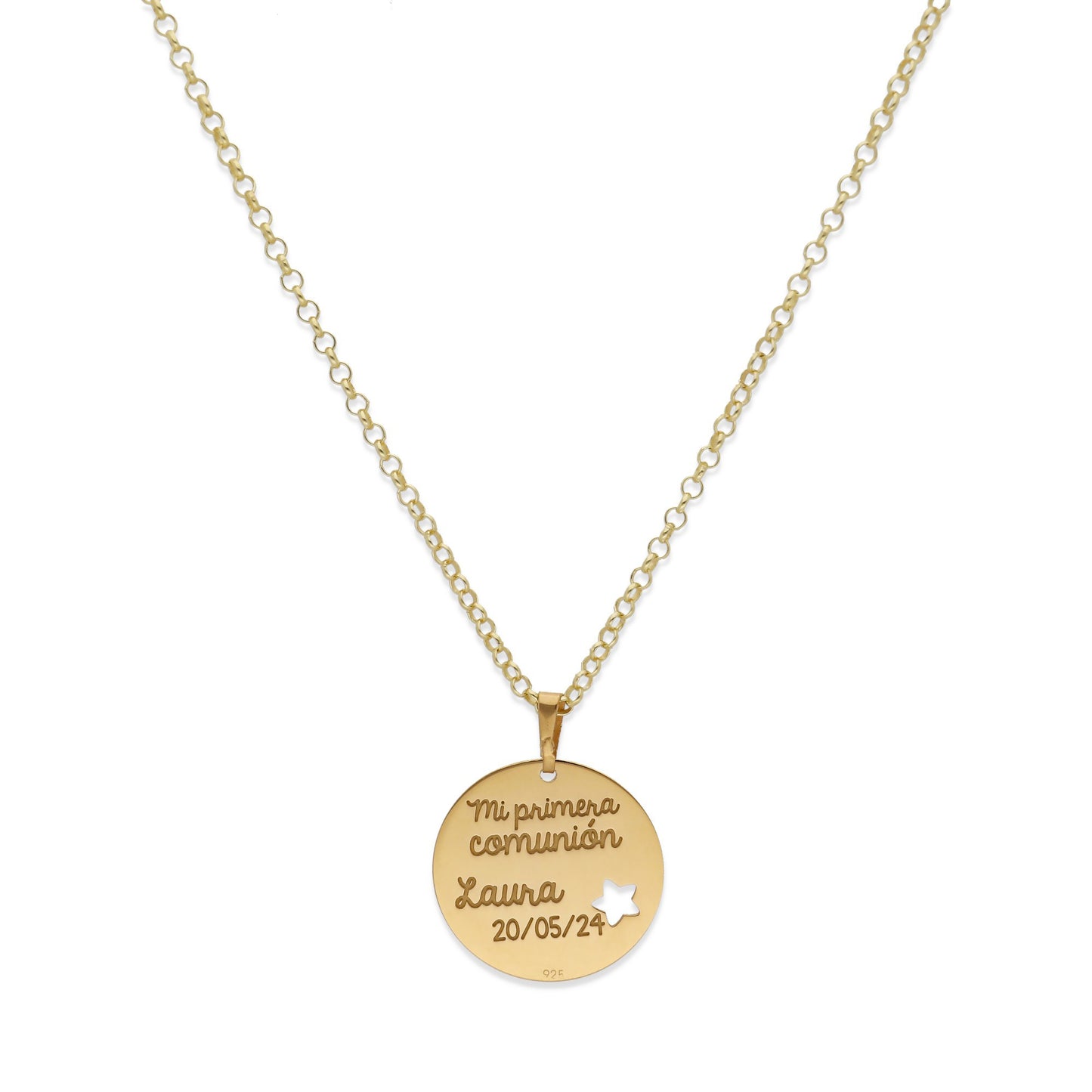 Colgante Angelito Comunión en Plata de Ley 925 y baño Oro 18k