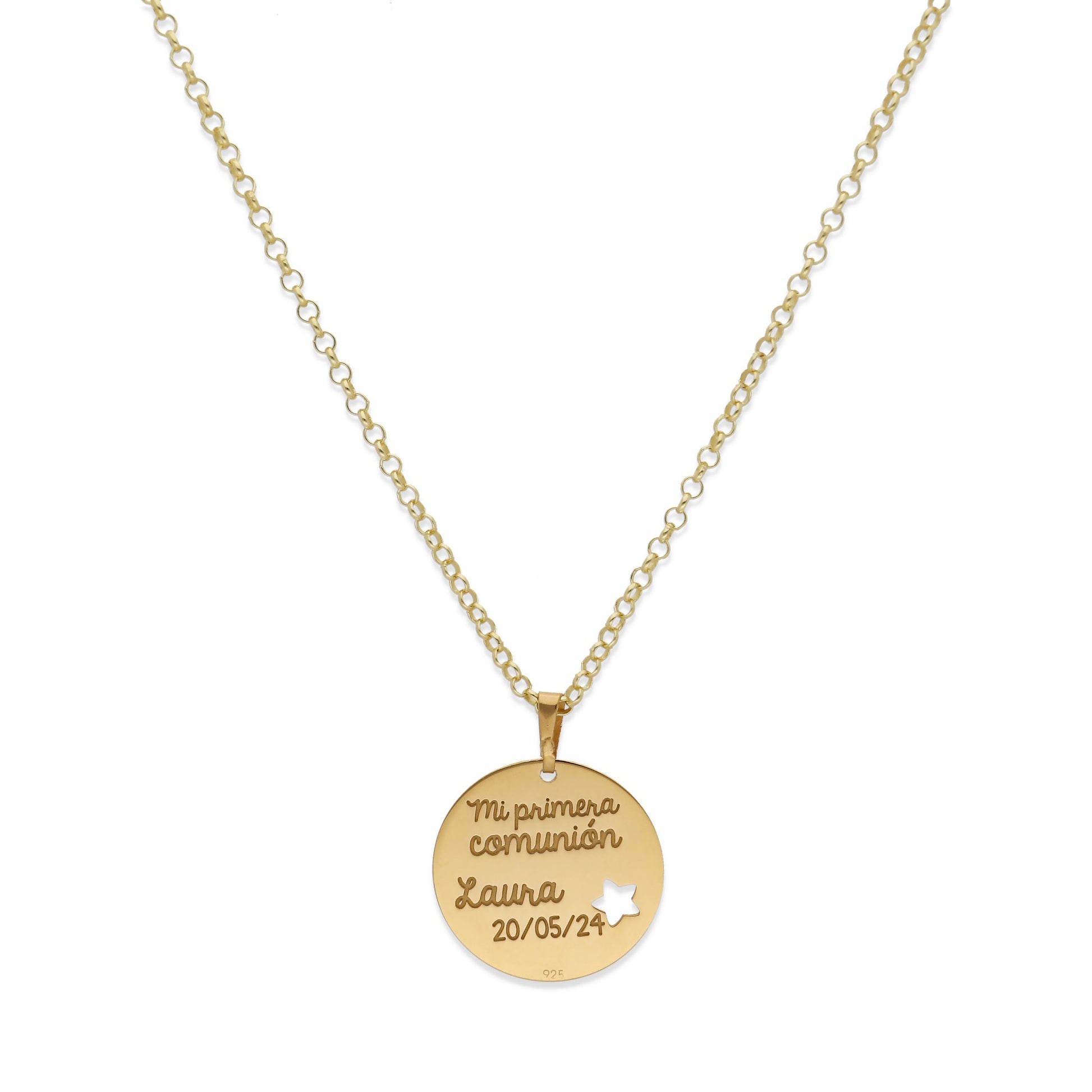 Colgante Angelito Comunión en Plata de Ley 925 y baño Oro 18k