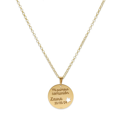 Colgante Angelito Comunión en Plata de Ley 925 y baño Oro 18k