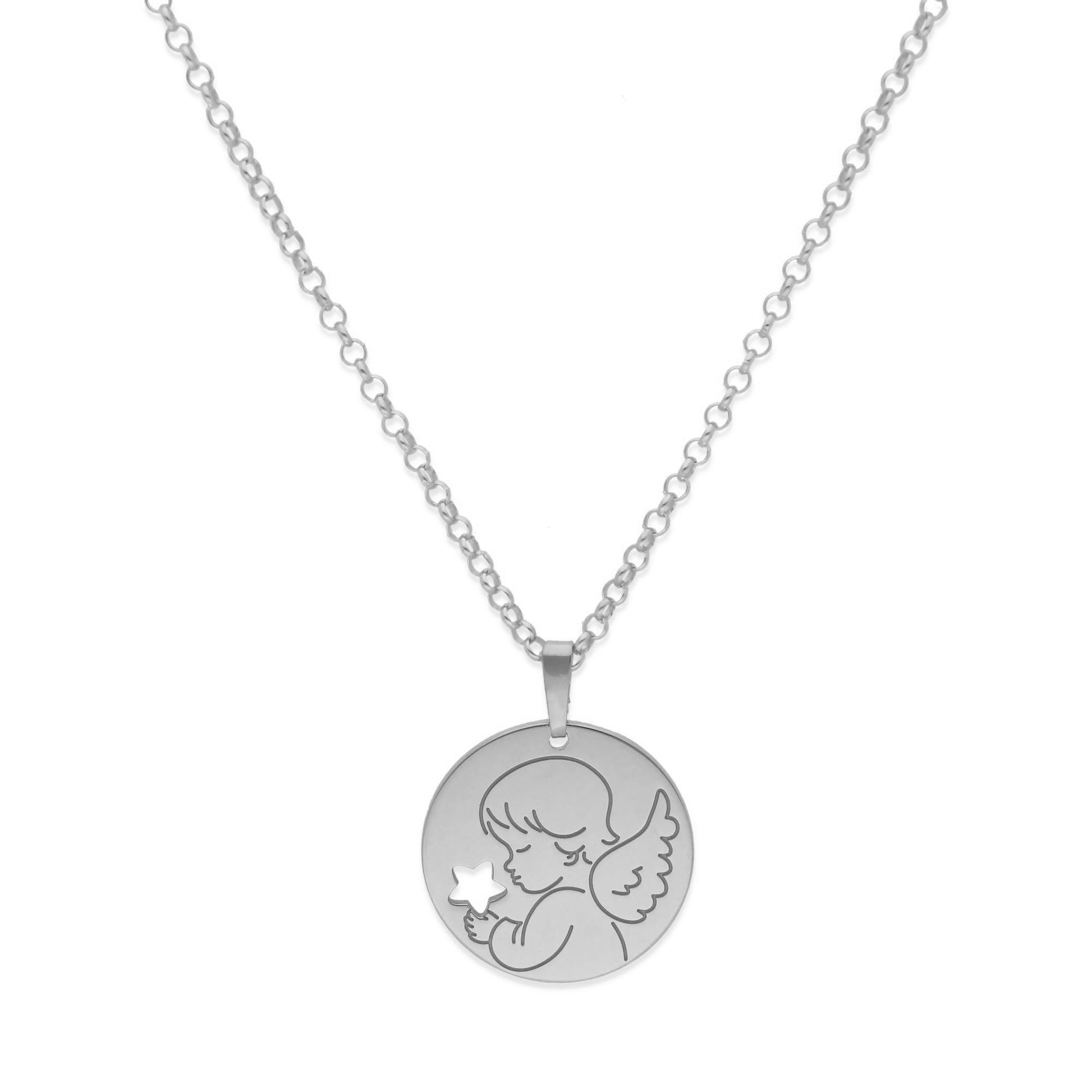 Colgante Angelito Comunión en Plata de Ley 925 y baño Oro rosa 18k