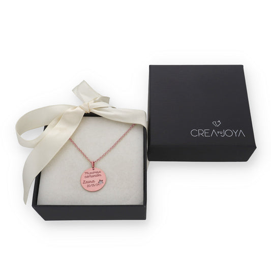 Colgante Angelito Comunión en Plata de Ley 925 y baño Oro rosa 18k