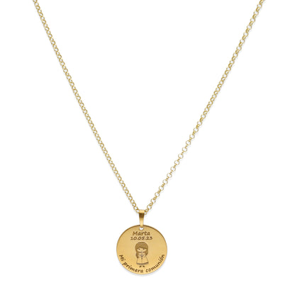 Colgante Medalla Niña Comunión en Plata de Ley 925
