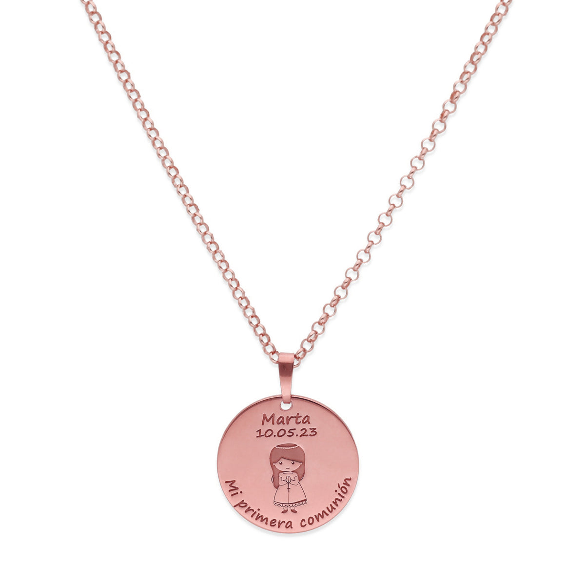 Colgante Medalla Niña Comunión en Plata de Ley 925