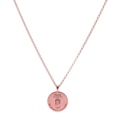 Colgante Medalla Niña Comunión en Plata de Ley 925