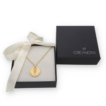 Colgante Medalla Niña Comunión en Plata de Ley 925 y baño Oro 18k