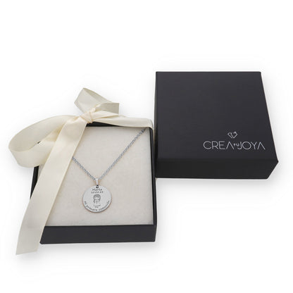 Colgante Medalla Niña Comunión en Plata de Ley 925 y baño Oro rosa 18k