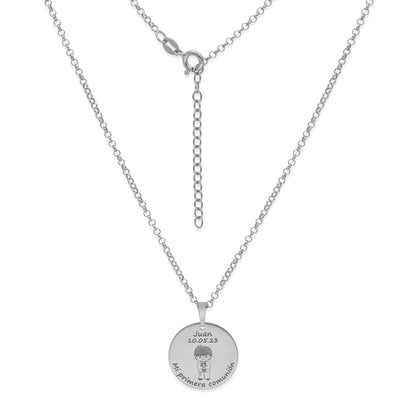 Colgante Medalla Niño Comunión en Plata de Ley 925 y baño Oro 18k