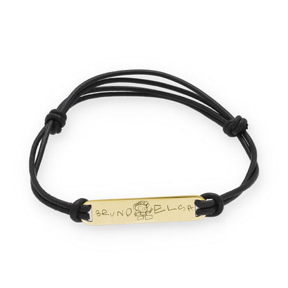 Pulsera Índigo grabación personalizada en Plata de Ley 925 y baño Oro 18k.